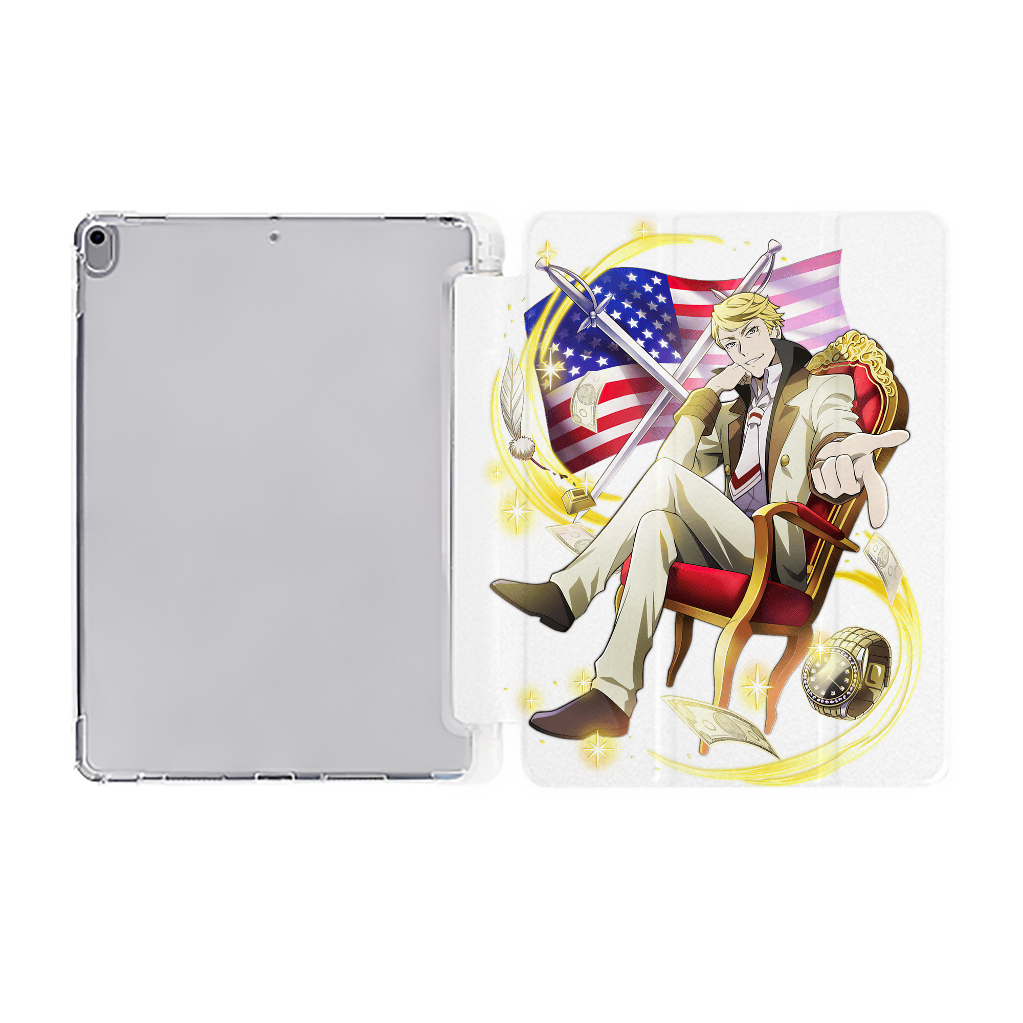 （画像用） 文豪ストレイドッグス Bungo Stray Dogs IPad ケース ペン収納付き 三つ折りスタンド PUレザー×シリコン 対応機種9.5/10.5/10.9インチ